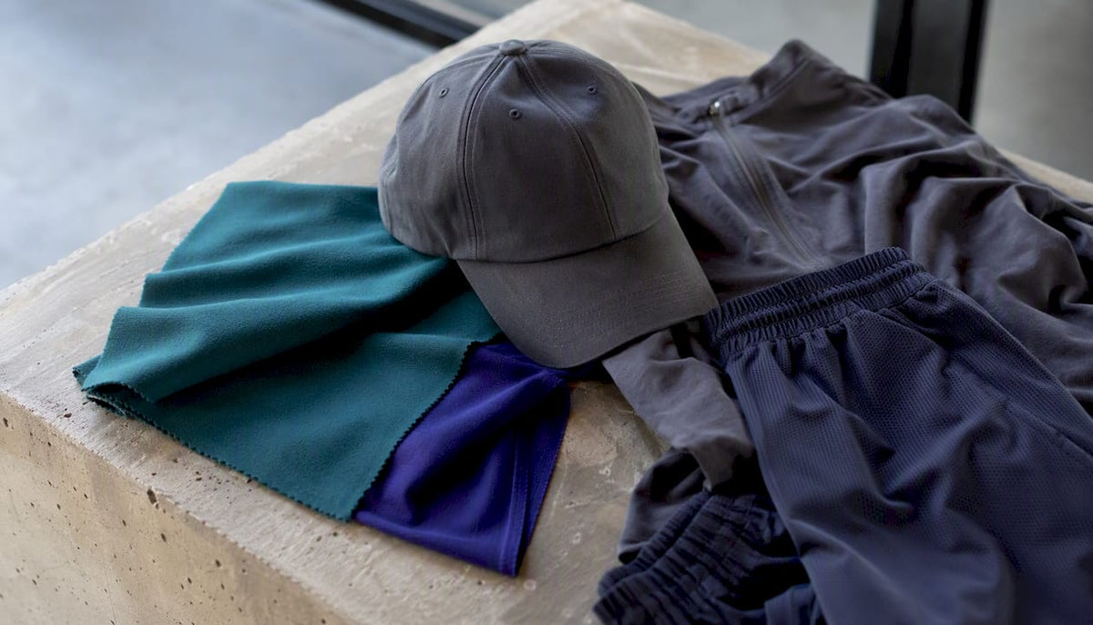 Close-up of recovery wear fabrics and accessories